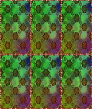 Kusursuz çiçek deseni duvar kâğıdı olarak kullanılabilir. Raster illüstrasyonu. Yeşil ve kahverengi renkte çiçekler.