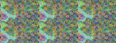 Yeşil ve mavi renkte çiçekler. Çiçeksiz desenli arka plan. Tişört baskısı için çiçek boyama rasteriName.