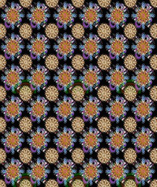 Renkli Bahar Teması eskiz kalıbı. Çiçek desenli çizim. Asya tekstil tarzında. Düz Çiçek Elementleri Tasarımı. Raster illüstrasyonu. Siyah renkte çiçekler.