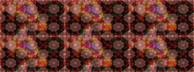 Küçük çiçekli kusursuz yay deseni. Suluboya tarzında siyah ve kahverengi renklerde. Raster illüstrasyonu.