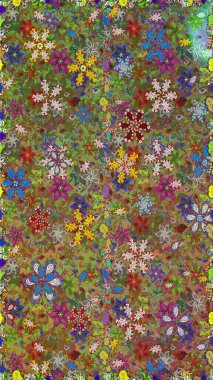 Raster illüstrasyonu. Kusursuz desen. Kahverengi ve yeşil renklerde. Hint süsü. Renkli süs kenarı. Çiçek duvar kağıdı.