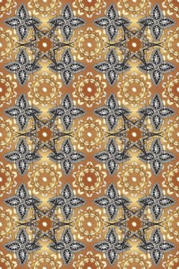 Altın elementli bej, gri ve kahverengi renkler. Çiçek desenli altın metal. Raster altın çiçek süsü brokar kumaş ve cam desenli. Kusursuz altın desen.