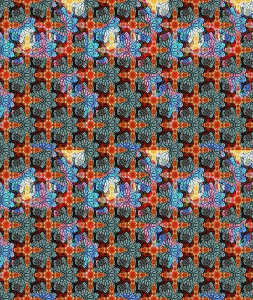 Raster illüstrasyonu. Çiçek desenli çizim. Düz Çiçek Elementleri Tasarımı. Asya tekstil tarzında. Renkli Bahar Teması eskiz kalıbı. Güzel kumaş deseni.