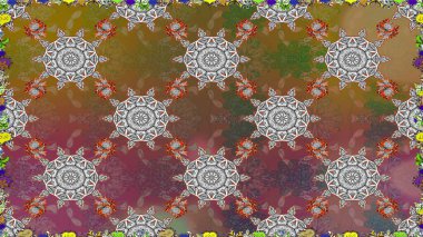 Raster illüstrasyonu. Kumaş, tekstil, duvar kağıdı baskısı için. Eski usul. Kusursuz bir geçmişi var. Raster. Tomurcukları çiçekli sevimli çiçek deseni..