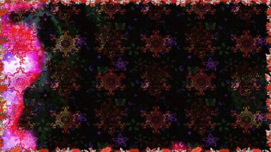 Kusursuz bir arka plan modeli. Yapraklı çiçekler ve papatya çiçekli siyah ve gri renkler. Raster - stok.