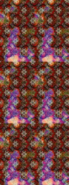 Raster Floral Illustration, Asyalı tekstil. Kahverengi, kırmızı ve bej renkli etnik çiçeklerle zarif bir eskiz deseni..