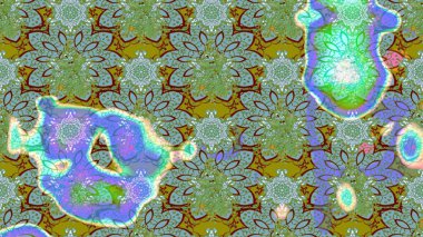 Ağaç dallı bahar çiçekleri ile desen, çiçek siluetiyle yeşil renkler. Raster deseni.