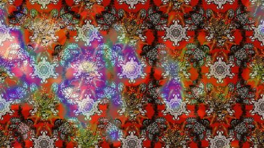 Güzel kumaş deseni. Raster illüstrasyonu. El çizimi. Çiçekler, dallar, otlar ve çiçekler.