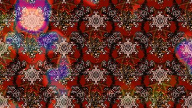 Raster illüstrasyonundaki çiçek desenli çizim. Renkli çiçekler.