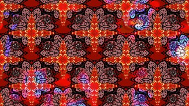 Raster illüstrasyonundaki çiçek desenli çizim. Renkli çiçekler.