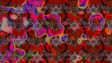 Raster illüstrasyonu. Küçük çiçekteki sevimli çiçek deseni. Kırmızı ve kahverengi renkte çiçekler.