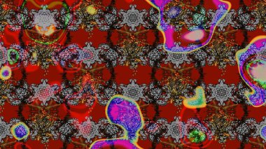 Raster illüstrasyonu. Küçük çiçekteki sevimli çiçek deseni. Kırmızı ve gri renkte çiçekler.