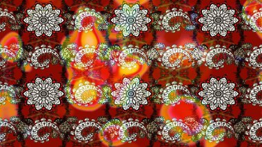 Suluboya, elle çizilmiş. Raster hisseleri. Çiçekler kırmızı ve kahverengi üzerine. Taslak arkaplan deseni.