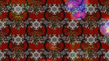 Çiçekli ipek eşarp. El çizimi çiçek unsurları olan soyut çizim raster deseni. 1950-1960 motifleri. Kahverengi ve gri üzerine kahverengi ve gri. Retro tekstil tasarım koleksiyonu.