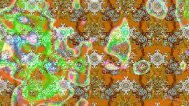 Raster çiçek desenli çiçek deseni, yapraklar, dekoratif elementler, sıçrama, lekeler, el çizimi kontur çizgileri ve Doodle çizim stili, grafik raster çizim çizimi.