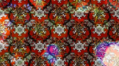 Raster - stok. Eskiz arkaplan modeli. Yapraklı çiçekler ve papatya çiçekli renkler.