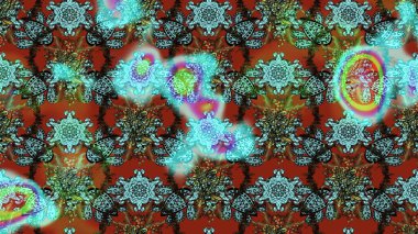 Raster çiçek desenli çiçek deseni, yapraklar, dekoratif elementler, sıçrama, lekeler, el çizimi kontur çizgileri ve Doodle çizim stili, grafik raster çizim çizimi.