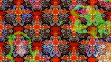 Çiçekler. Soyut etnik raster çizim kalıbı. Vadinin renkleri.