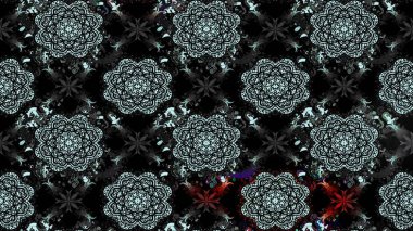 Raster illüstrasyonu. Siyah renklere karalamalı çiçek deseni çiz.