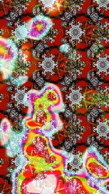 Raster illüstrasyonu. Güzel karalamalı çiçek desenli çizim. Küçük çiçekteki sevimli çiçek deseni. Güzel kumaş deseni.