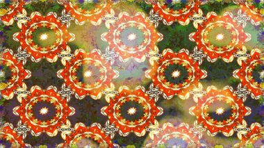 Kusursuz altın desenli bukleler. Raster illüstrasyonu. Doğu tarzı arabesk. Raster altın desen. Altın elementli turuncu renkler.