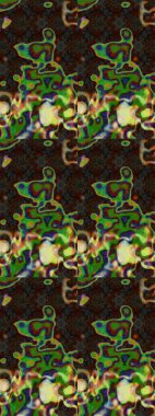 Şirin çiçek elementleri. Raster illüstrasyonu. Kahverengi, yeşil ve gri renkte çiçekler. Çizim.