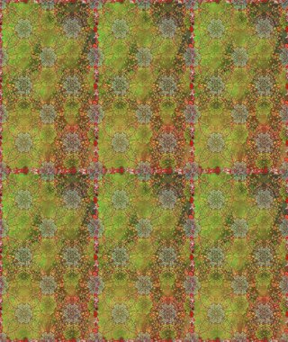 Tropik, dikişsiz çiçek deseni. Yeşil ve kahverengi renkli çiçekler. Raster illüstrasyonu.