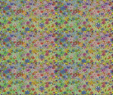 Bir sürü nötr ve yeşil soyut çiçekli tropik, pürüzsüz desen. Küçük çiçekteki sevimli çiçek deseni. Varicoloneutral ve yeşil raster pürüzsüz çizim.