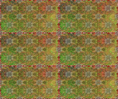 Düz Çiçek Elementleri Tasarımı. Raster illüstrasyonu. Kahverengi ve yeşil renkli çiçekler. Renkli Bahar Temalı Kusursuz Arkaplan. Çiçekli, suluboya desenli kusursuz çiçek deseni.