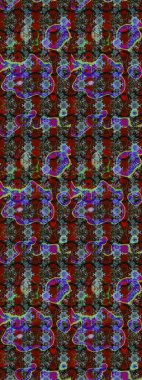 Raster illüstrasyonu. Suluboya çiçekli çiçek deseni. Asya tekstil kırmızı, kahverengi ve gri renkler.