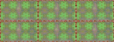 Kusursuz çiçek deseni. Asya tekstil tarzında. Yeşil ve gri renkli çiçekler. Raster illüstrasyonu. Raster illüstrasyonu.