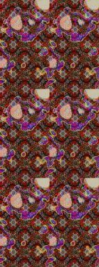 Raster illüstrasyonu. Moda baskısı, albüm, ambalaj kağıdı ve duvar kağıdı için zarif dekoratif süslemeler. Küçük çiçekli basit bir çiçek çizimi. Kahverengi, kırmızı ve gri renkte şirin çiçekler.