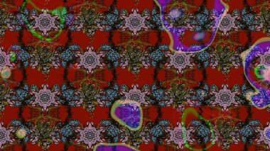 Raster illüstrasyonu. Güzel karalamalı çiçek desenli çizim. Güzel kumaş deseni. Küçük çiçekte sevimli çiçek deseni var..