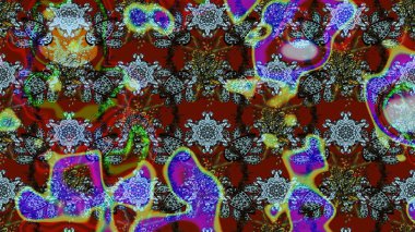 Parlak çiçekli halı deseni kahverengi ve kırmızı renklerde..