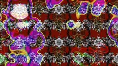 Çiçek desenli çizim. Raster illüstrasyonu. Asyalı tekstil renkleri.