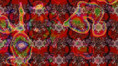 Varicolo Raster çizimi. Bir sürü soyut çiçekli tropik eskiz deseni. Küçük çiçekte sevimli çiçek deseni var..