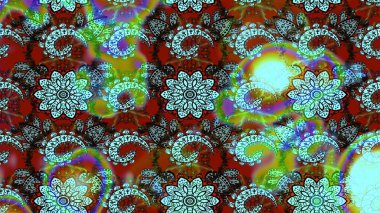 Düz Çiçek Elementleri Tasarımı. Renkli çiçekler. Raster Illustrasyon 'daki Çiçek Deseni' nin son moda çizimi. Renkli Yaz Teması çizim şablonu.