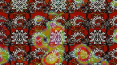 Arkaplanda. Elle çizilmiş çiçek desenli Raster çizimi. Çocuksu tasarım. Tekstil, kumaş, ambalaj, hatıra defteri için güzel çiçek arkaplanı..