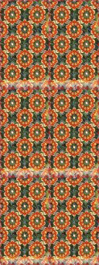 Damask pürüzsüz yineleme kalıbı. Barok tarzında altın çiçekli süs. Antika altın tekrarlanabilir duvar kağıdı. Turuncu renklerde altın element.