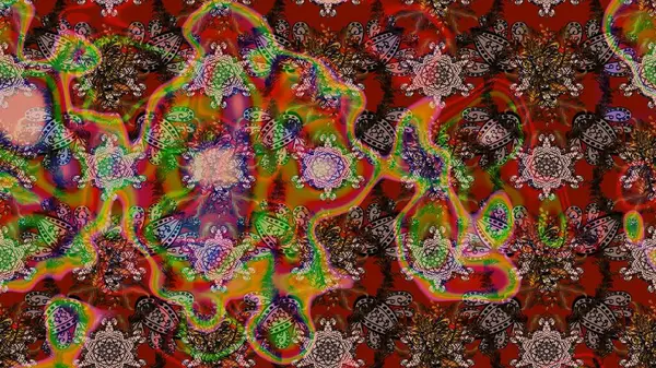 Soyut etnik raster çizim kalıbı. Vadinin renkleri. Çiçekler..