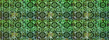 Raster illüstrasyonu. Doğum günü kartı, davetiye ya da afiş için iyidir. Kusursuz ortaçağ çiçek deseni. Dekoratif simetri arabesk. Yeşil renkte altın.