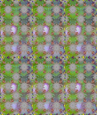 Küçük çiçekteki sevimli çiçek deseni. Yeşil ve gri renkte çiçekler.