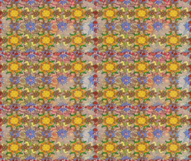 Sevimli çiçek raster deseni. Düz Çiçek Elementleri Tasarımı. Bej ve kahverengi renkli çiçekler. Renkli Bahar Teması Kusursuz Arkaplan.