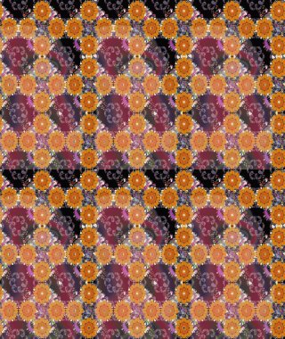 Sevimli çiçek raster deseni. Düz Çiçek Elementleri Tasarımı. Renkli Bahar Teması eskiz kalıbı. Turuncu renkte çiçekler.