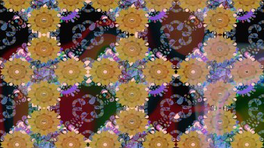 Çiçekli, yapraklı, çiçek desenli eskiz. El çizimi. Raster illüstrasyonu.