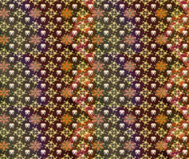 Raster illüstrasyonu. Küçük çiçekli şirin bir desen. Çiçek ve yapraklı çiçek deseni.