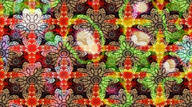 Çiçek desenli raster, kırmızı ve bej çizgili grafik desenli soyut raster arkaplan. Modern stil dokusu.