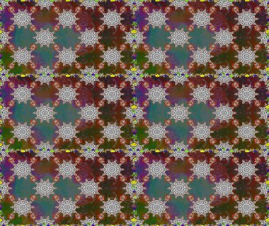 Kahverengi ve gri renkli çiçekler. Raster illüstrasyonunda kusursuz çiçek deseni.