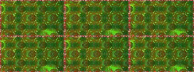 Düz Çiçek Elementleri Tasarımı. Renkli Yaz Temalı Kusursuz Arkaplan. Çiçekli kusursuz retro desen. Yeşil ve kahverengi renkte çiçekler.