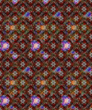 Kahverengi, gri ve kırmızı renklerde güzel bir tekstil. Raster illüstrasyonu. Suluboya çiçekli çiçek deseni.